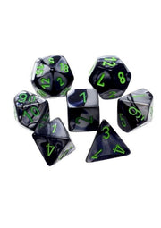 CHX 20645 - SET 7 DADI POLIEDRICI GEMINI - BLACK-GREY/GREEN