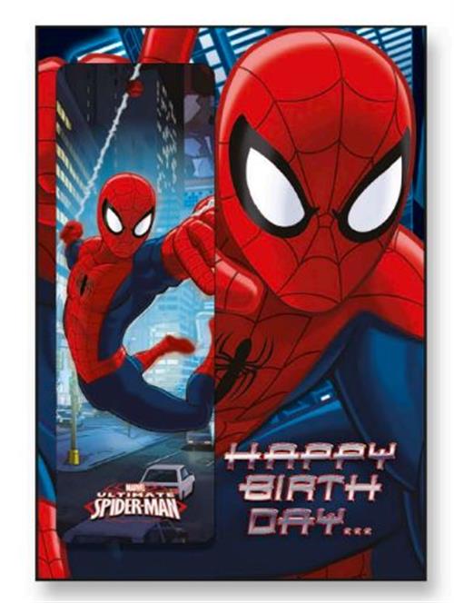 AV01 - MARVEL - BIGLIETTO AUGURI (COMPLEANNO) CON SEGNALIBRO - 11.8X16.8 - SPIDER-MAN (HAPPY BIRTHDAY)