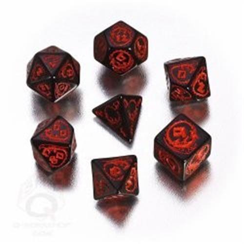 SDRA05 - SET 7 DADI DRAGONS NERO/ROSSO - 55093
