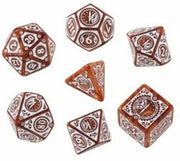SSTC03 - SET 7 DADI STEAMPUNK CLOCKWORK CARAMEL/BIANCO - 55078