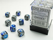 CHX 26823 - SET 36 DADI 6 FACCE 12 MM GEMINI - BLUE-STEEL W/WHITE