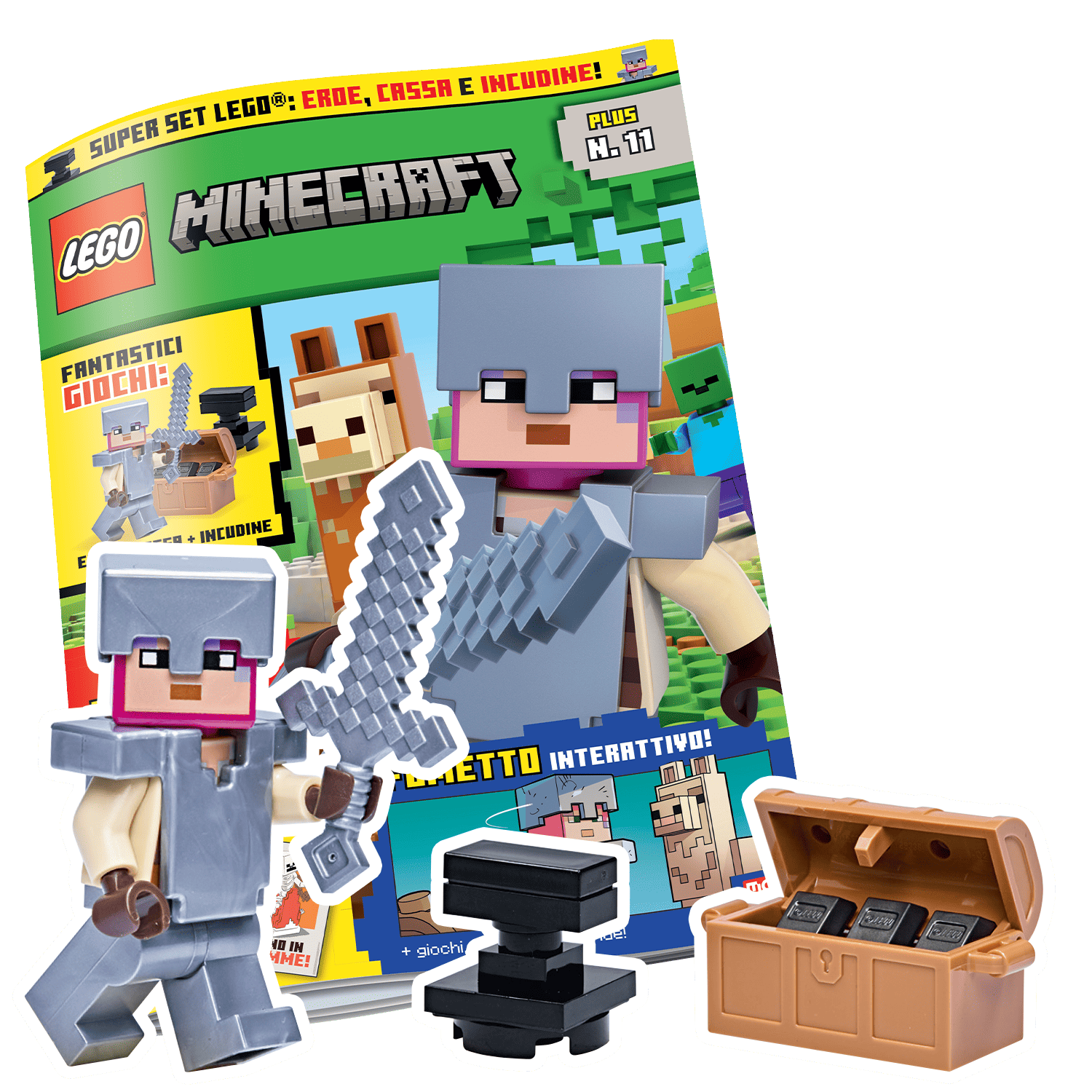 LEGO MINECRAFT PLUS N.11 - SET LEGO: EROE, CASSA E INCUDINE