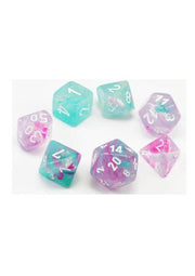 CHX 20545 - SET 7 DADI POLIEDRICI MINI - NEBULA WISTERIA/WHITE