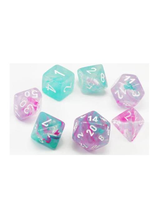 CHX 20545 - SET 7 DADI POLIEDRICI MINI - NEBULA WISTERIA/WHITE